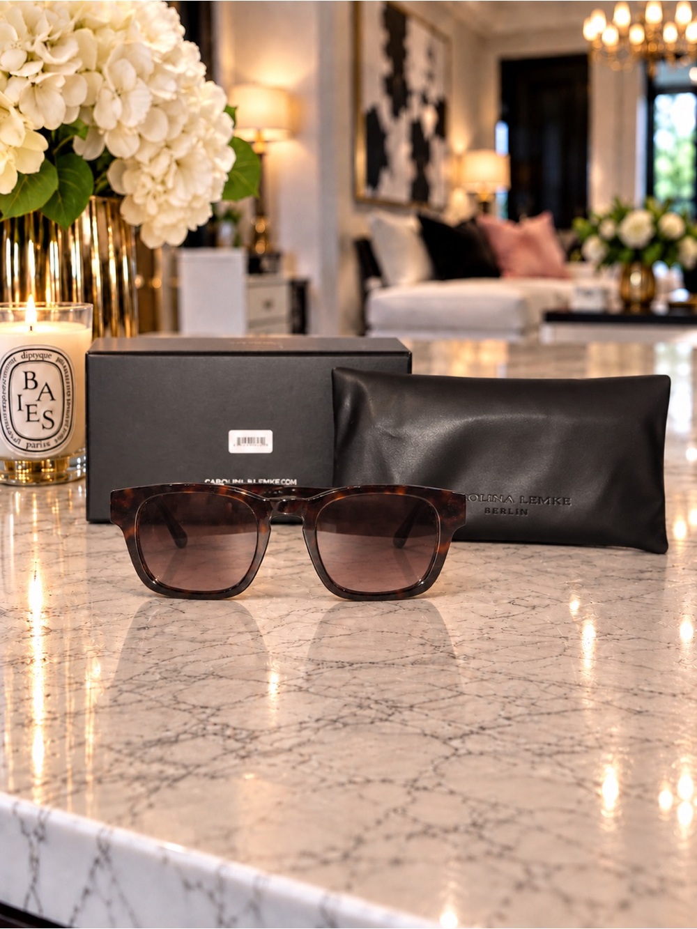 Carolina Lemke Berlin CL9326-02 Tortoise Square Sunglasses NWT Set